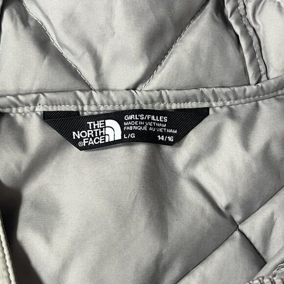 Girls Silver Hooded Thermoball The North Face jacket (Size L 14/16) - Picture 3 of 5